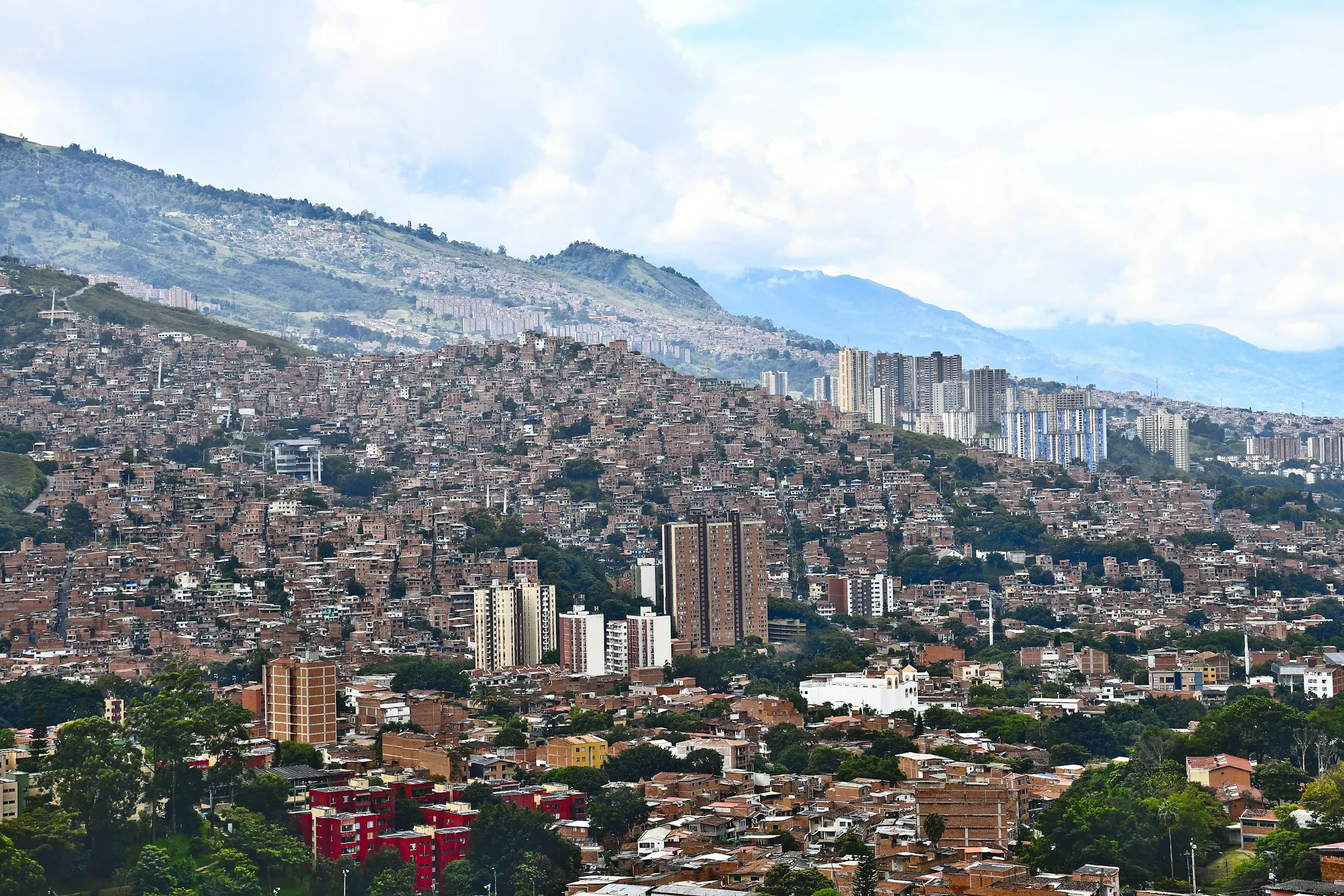 Medellín’s hillside neighbourhoods and mountains