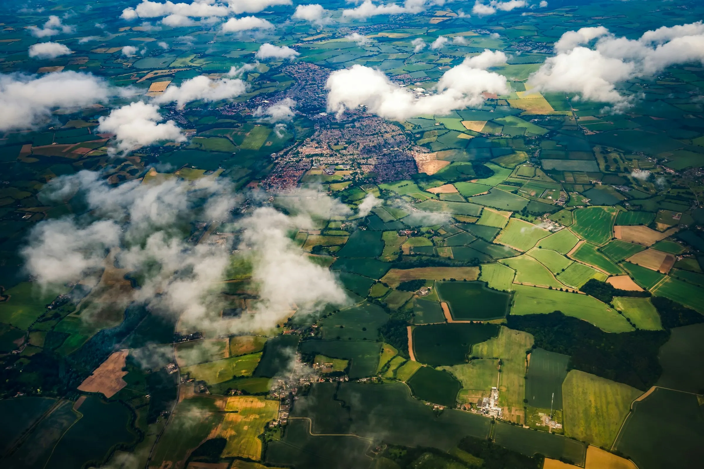 Patchwork of fields seen from a plane
